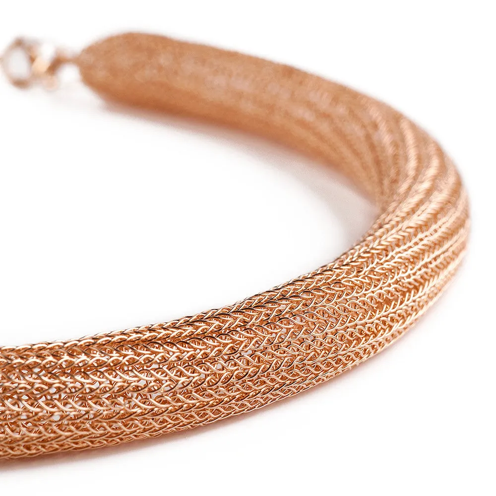 Rose Gold tube necklace , double knitted tube made of rose gold filled