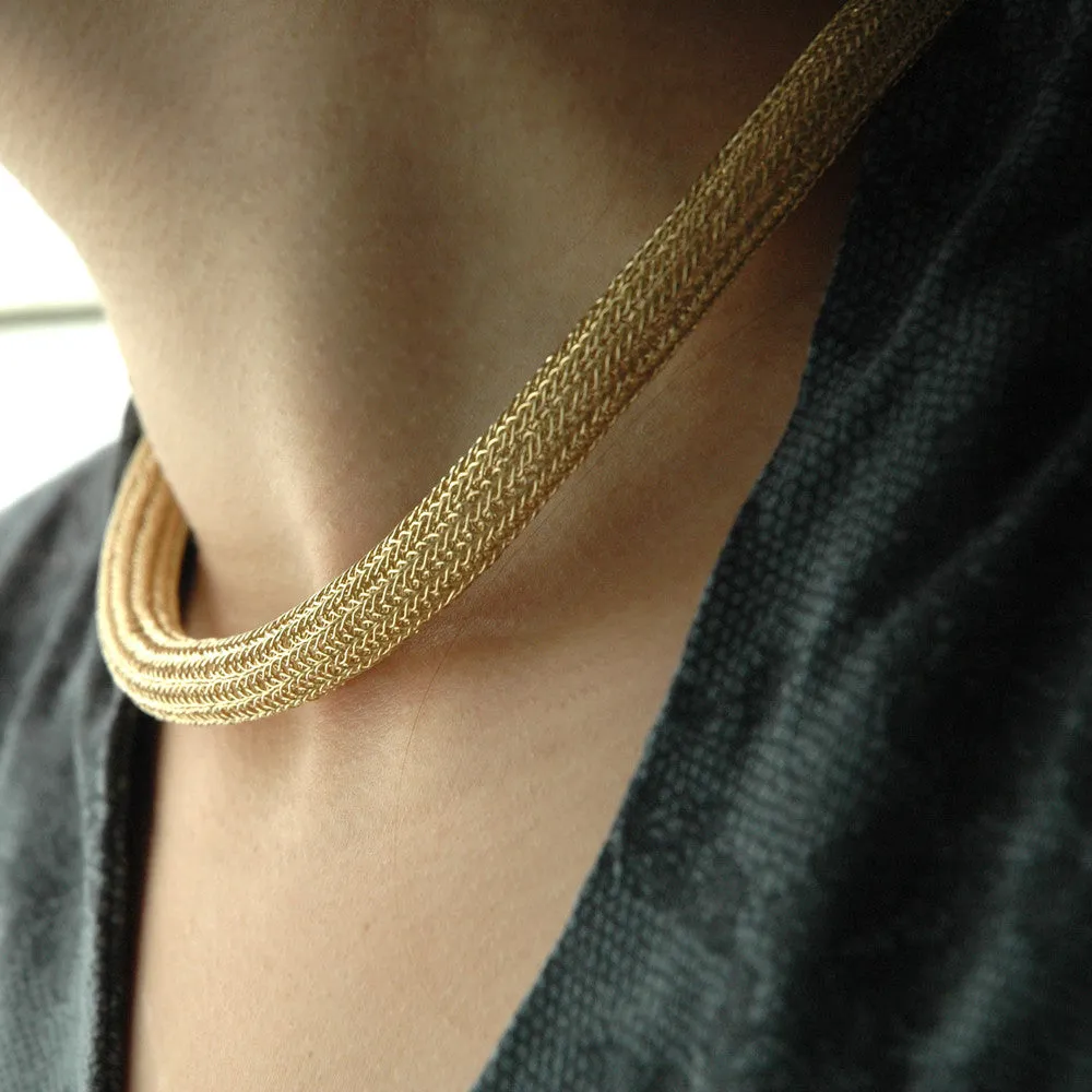 Rose Gold tube necklace , double knitted tube made of rose gold filled