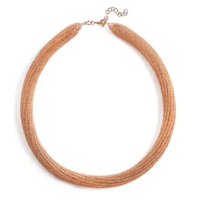 Rose Gold tube necklace , double knitted tube made of rose gold filled