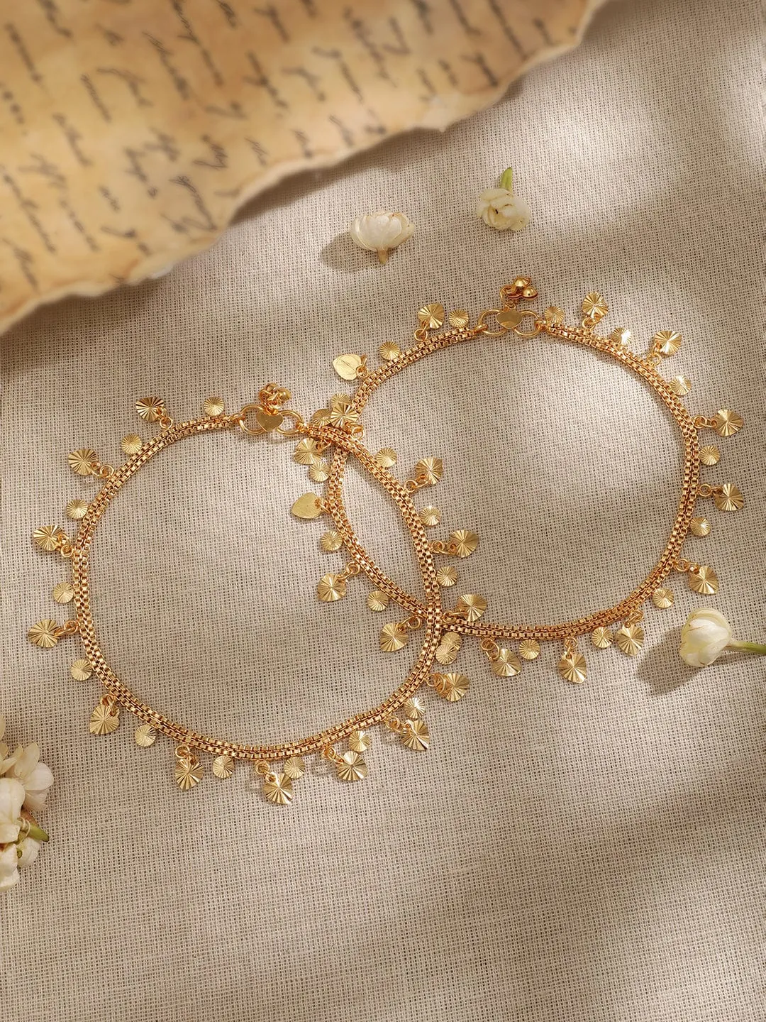 Rubans 22K Gold-Plated Linked Chain Anklet Timeless Elegance for Your Ankles