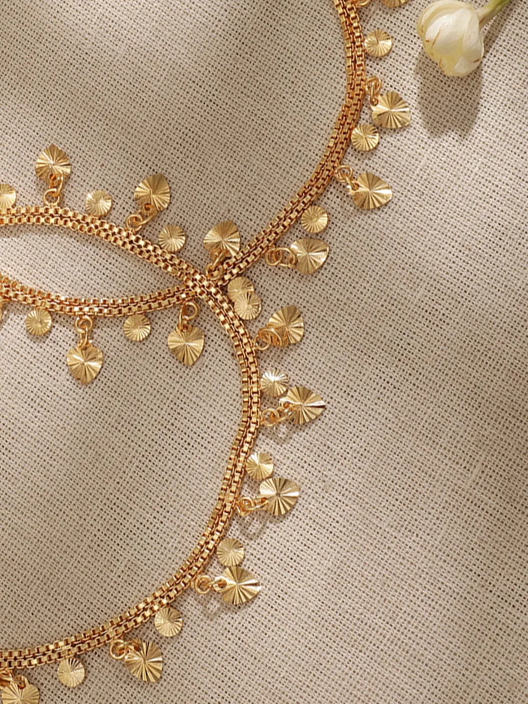 Rubans 22K Gold-Plated Linked Chain Anklet Timeless Elegance for Your Ankles