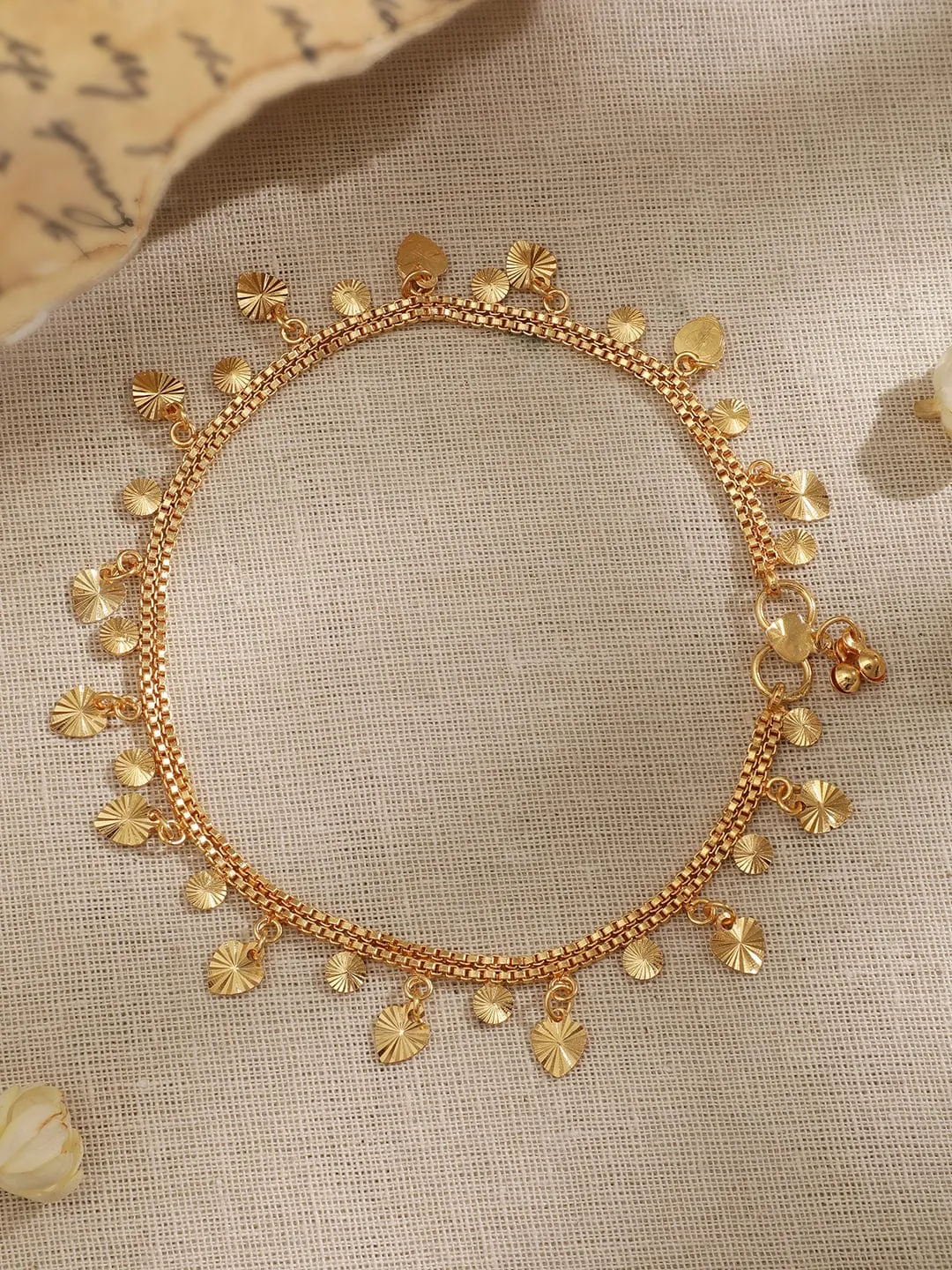 Rubans 22K Gold-Plated Linked Chain Anklet Timeless Elegance for Your Ankles