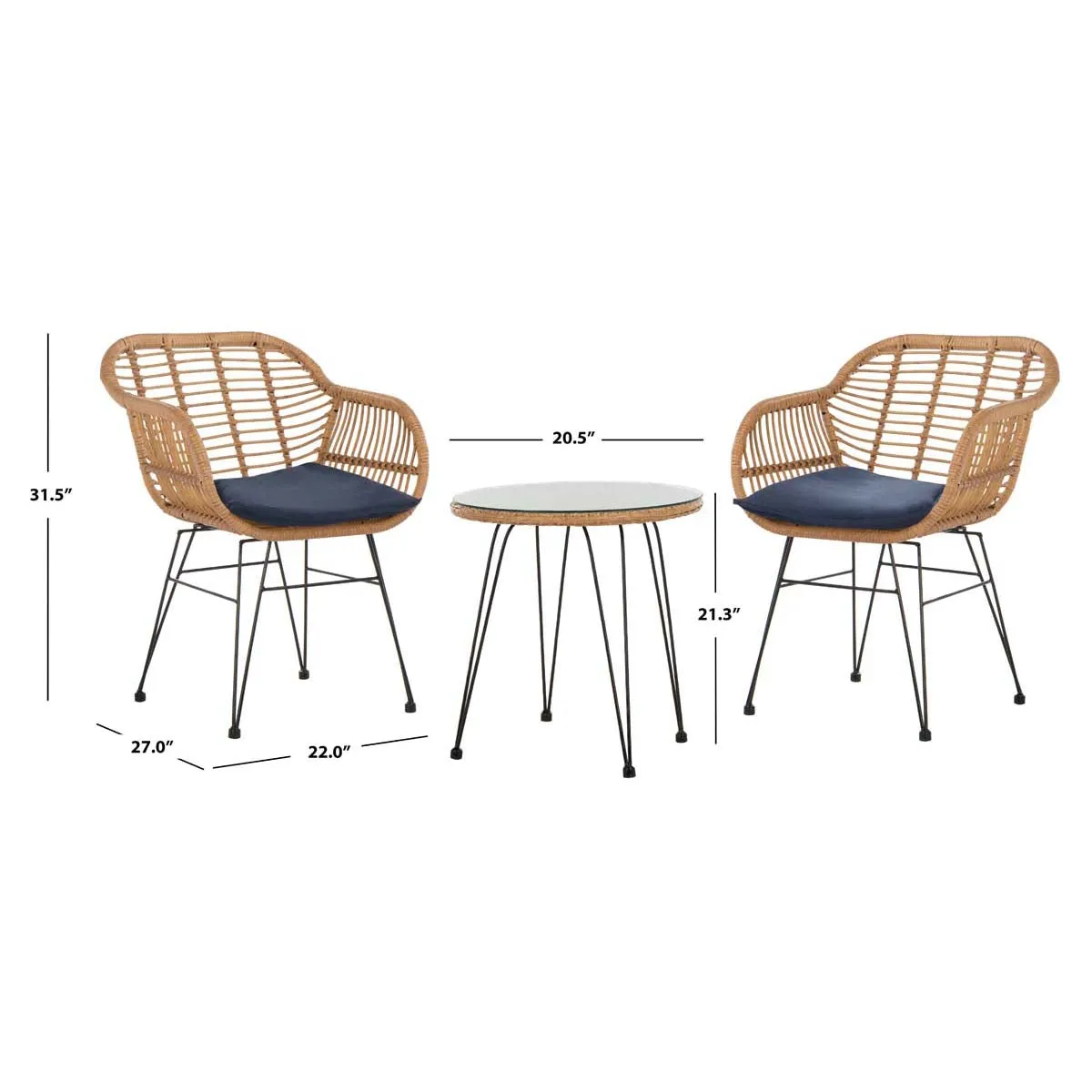 Safavieh Alton 3 Piece Lounge Set , PAT9004