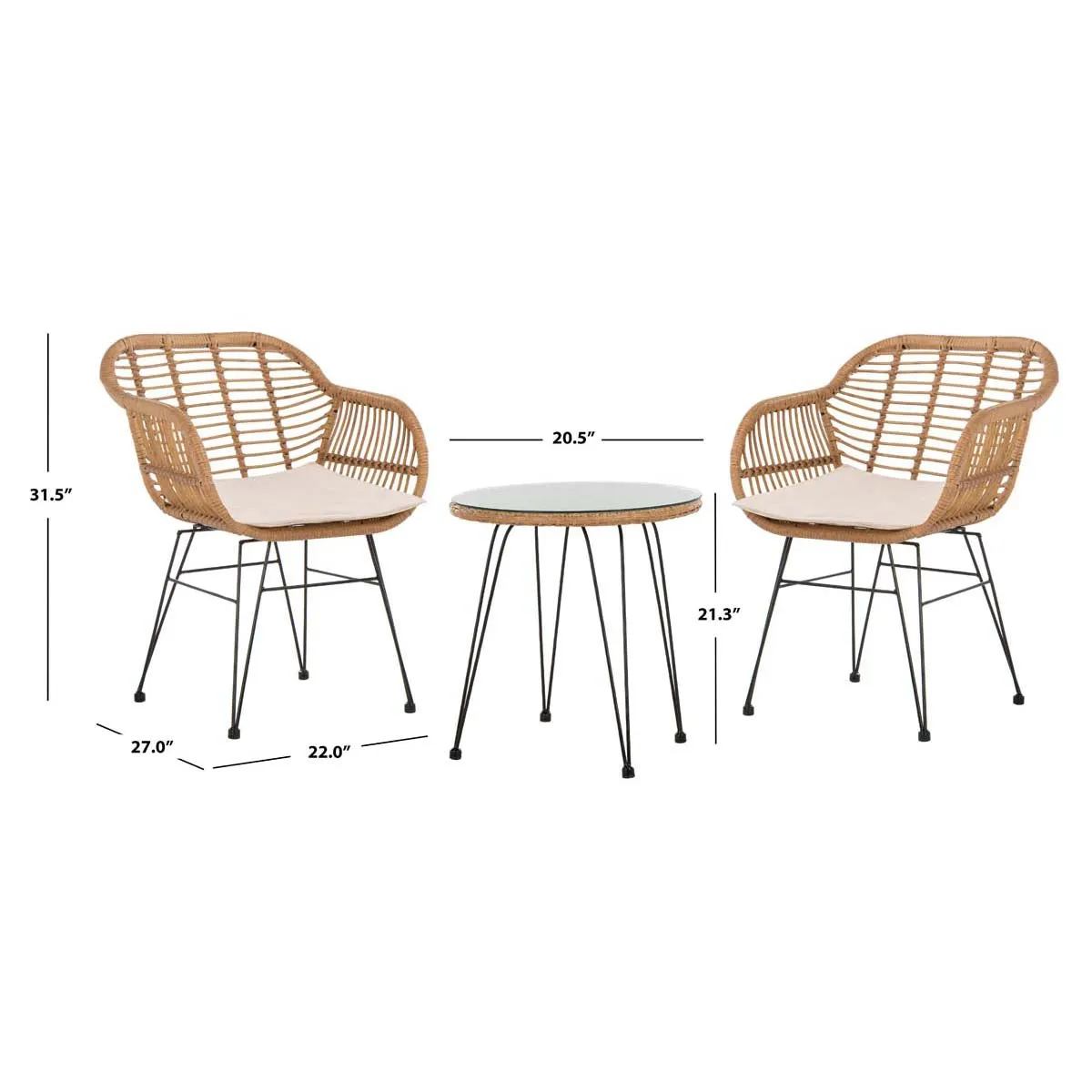 Safavieh Alton 3 Piece Lounge Set , PAT9004
