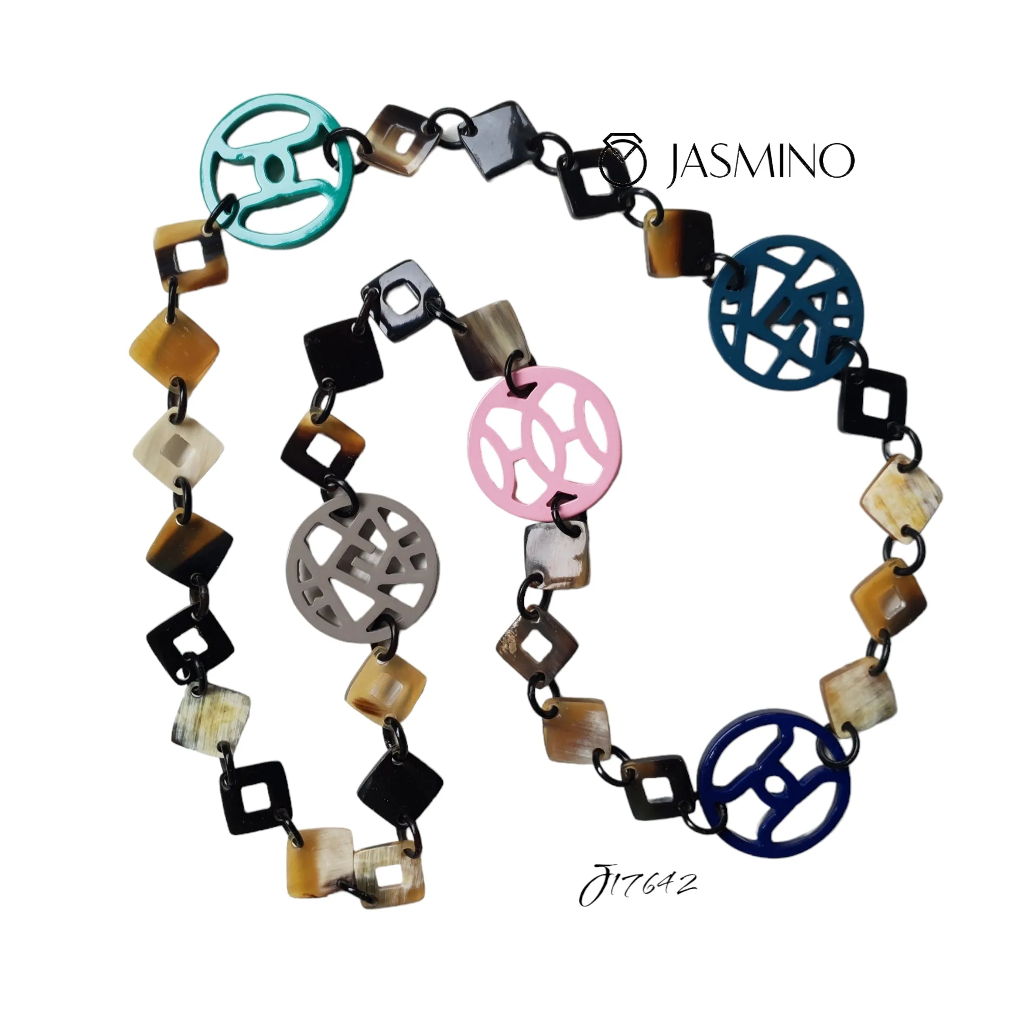 Trendy Handmade Necklace J17642, Made by Buffalo Horn and Lacquer