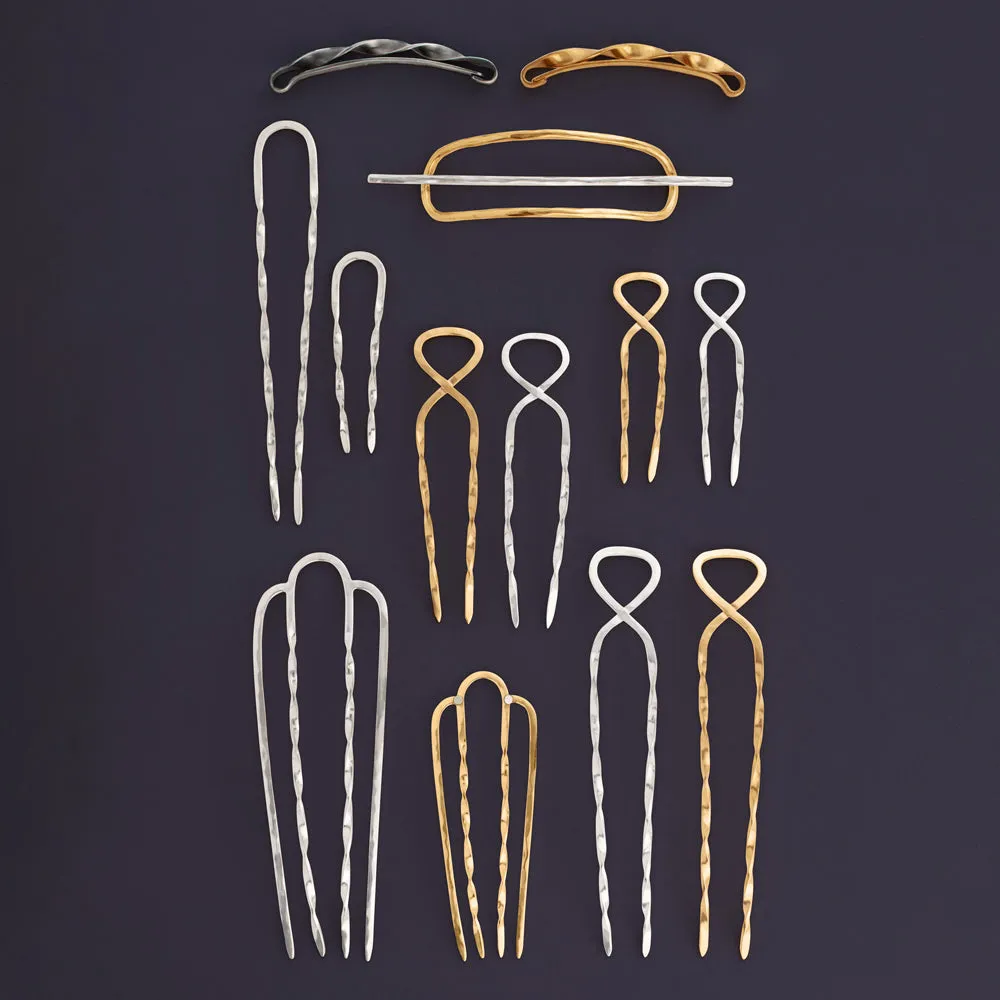 Twisted Hourglass Hair Pin - Bronze- Medium